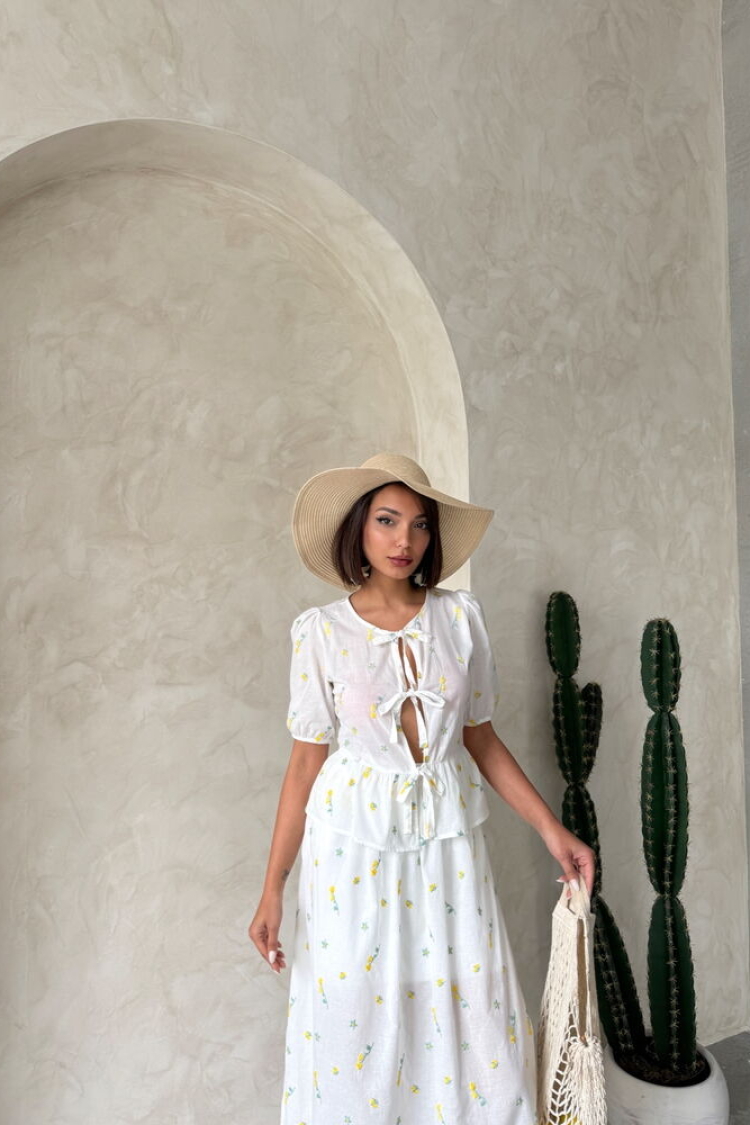 Front Tie Embroidered Voile Blouse - Producer: Topshow - Wholesale Women Clothes - TheBS Women
