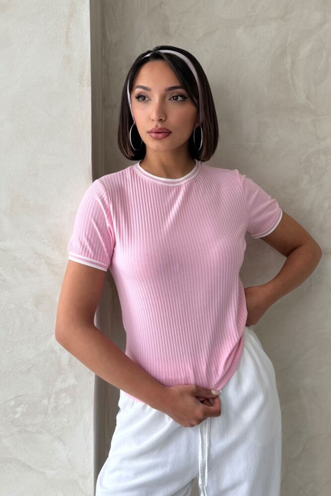 D2211 Crew Neck Tshırt -Cream - Producer: Topshow - Wholesale Women Clothes - TheBS Women