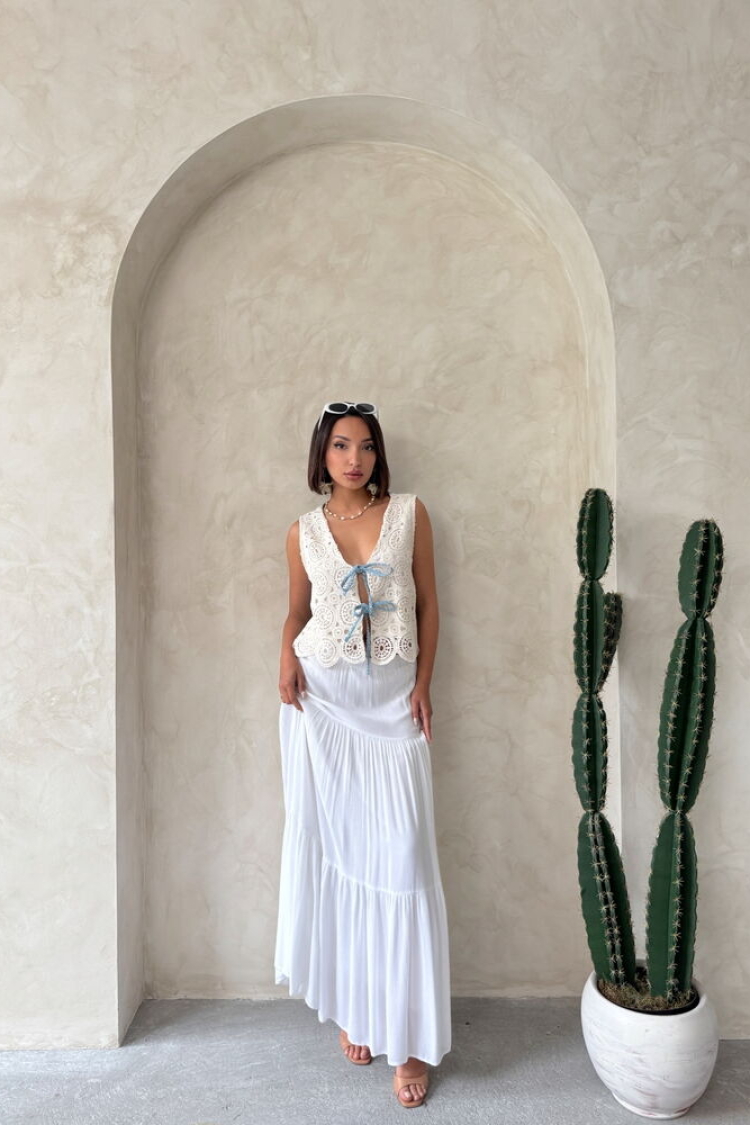 Denim Detailed Lace Vest With Front Closure - Raw - Producer: Topshow - Wholesale Women Clothes - TheBS Women