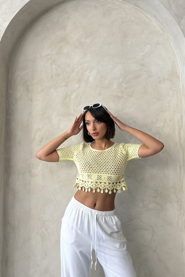 Raw Blouse With Tassel - Producer: Topshow - Wholesale Women Clothes - TheBS Women