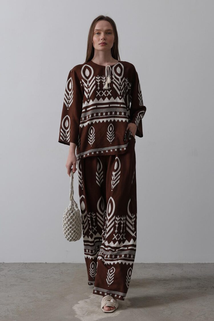 Printed Tassel Detailed Suit - Producer: Reyon - Wholesale Women Clothes - TheBS Women