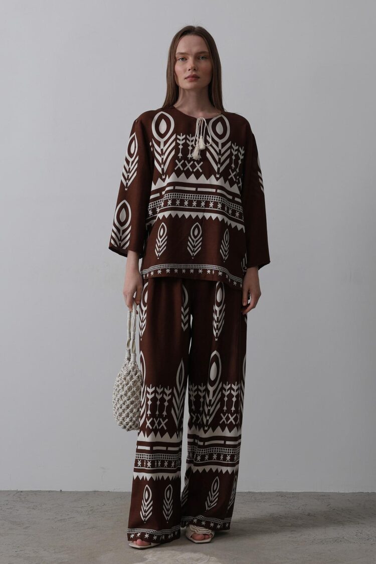 Printed Tassel Detailed Suit - Producer: Reyon - Wholesale Women Clothes - TheBS Women