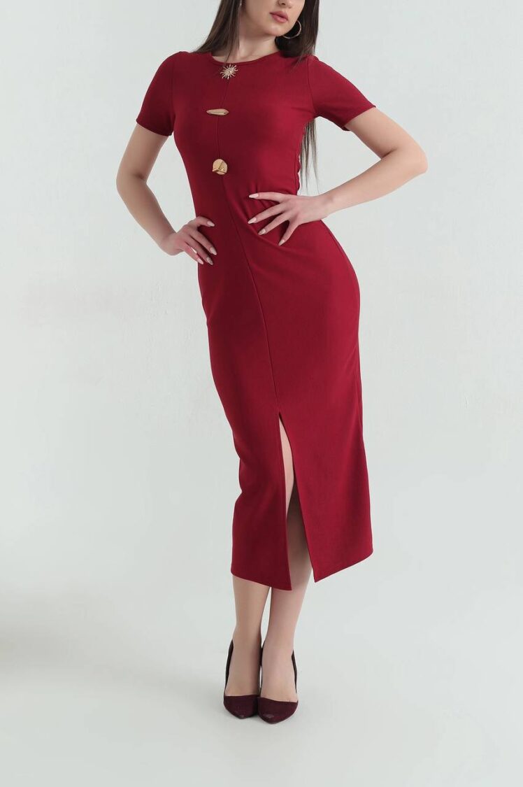 Draped Sun Accessory Half Sleeve Side Slit Dress - Producer: Fiori - Wholesale Women Clothes - TheBS Women
