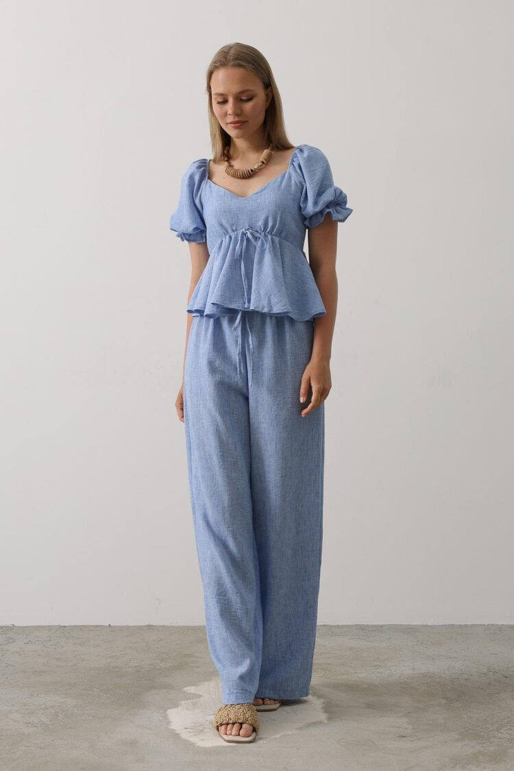 Half Balloon Sleeve Set With Bow - Producer: Reyon - Wholesale Women Clothes - TheBS Women