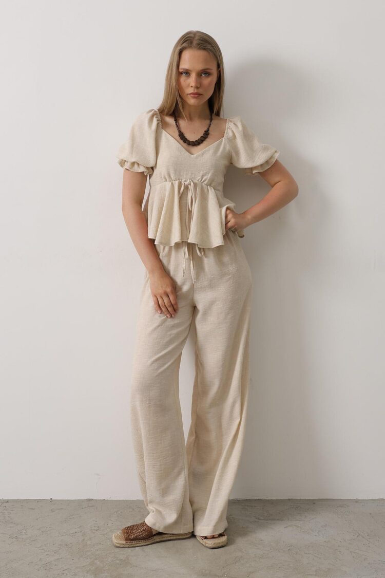 Half Balloon Sleeve Set With Bow - Producer: Reyon - Wholesale Women Clothes - TheBS Women