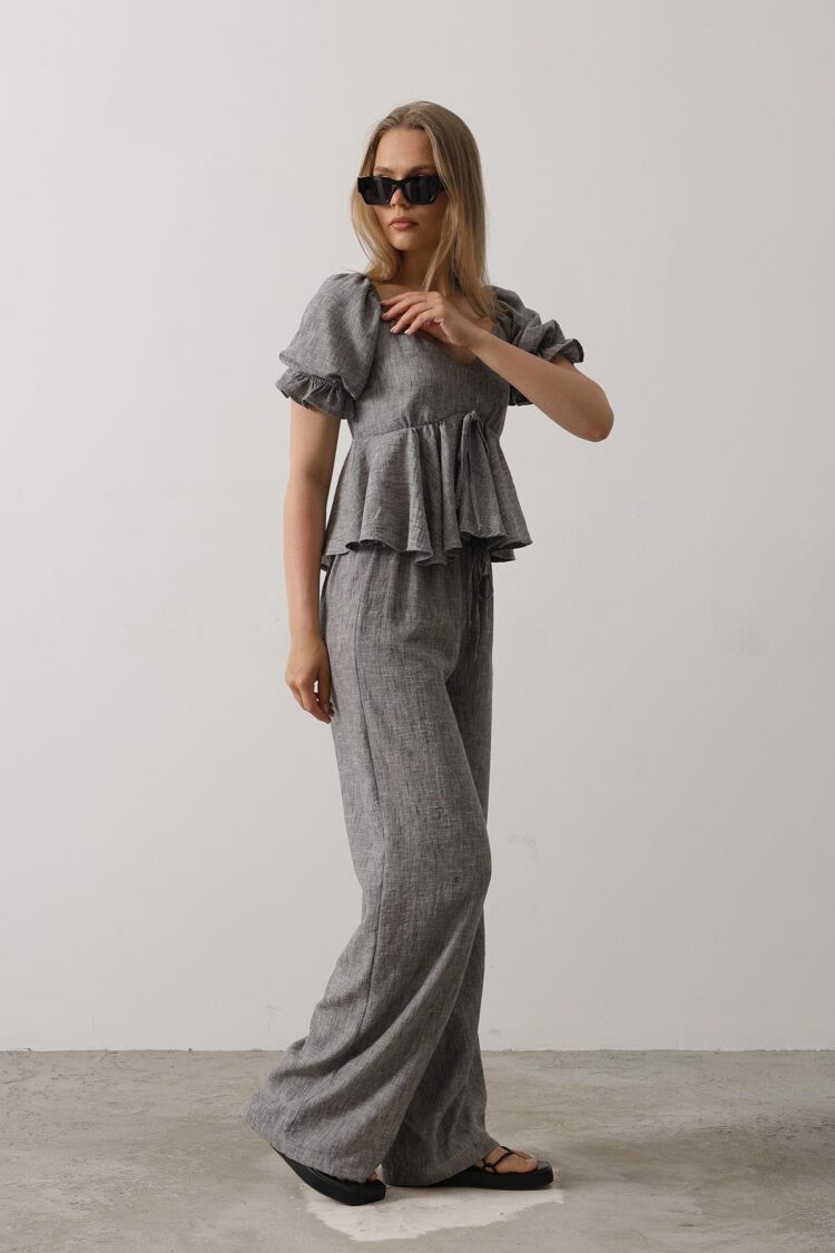 Half Balloon Sleeve Set With Bow - Producer: Reyon - Wholesale Women Clothes - TheBS Women