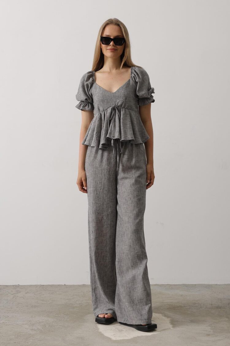 Half Balloon Sleeve Set With Bow - Producer: Reyon - Wholesale Women Clothes - TheBS Women