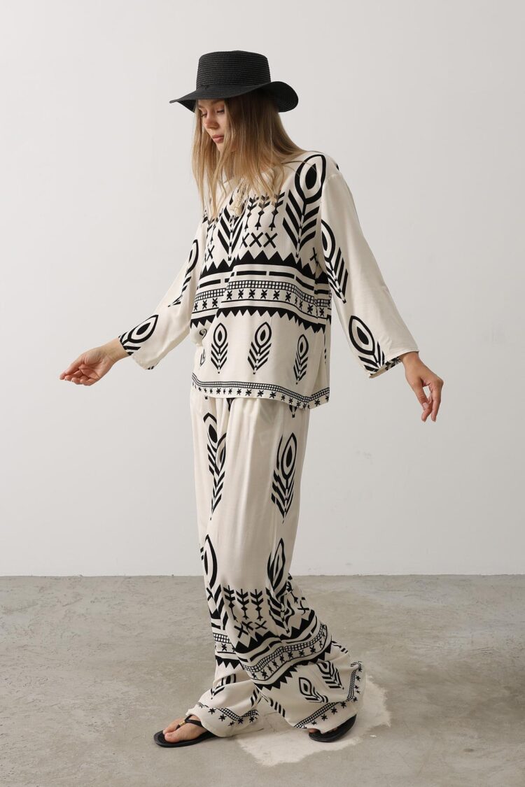 Printed Tassel Detailed Suit - Producer: Reyon - Wholesale Women Clothes - TheBS Women