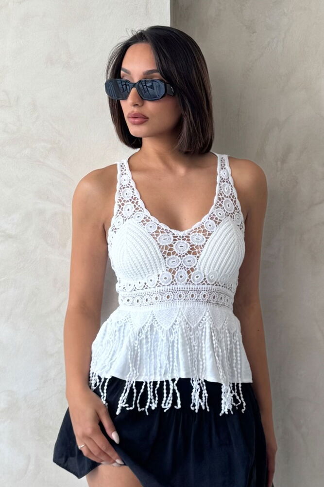 Wholesale BlouseWith Guipure Detailed Strap