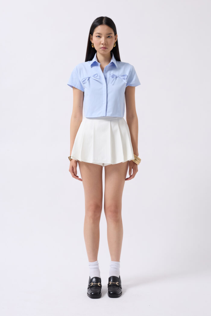 Ribbon Detail Crop Shirt - Producer: Black Fashion - Wholesale Women Clothes - TheBS Women