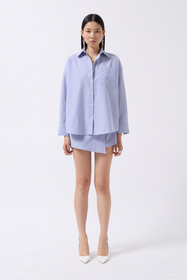 Tire Detail Shirt - Navy - Producer: Black Fashion - Wholesale Women Clothes - TheBS Women