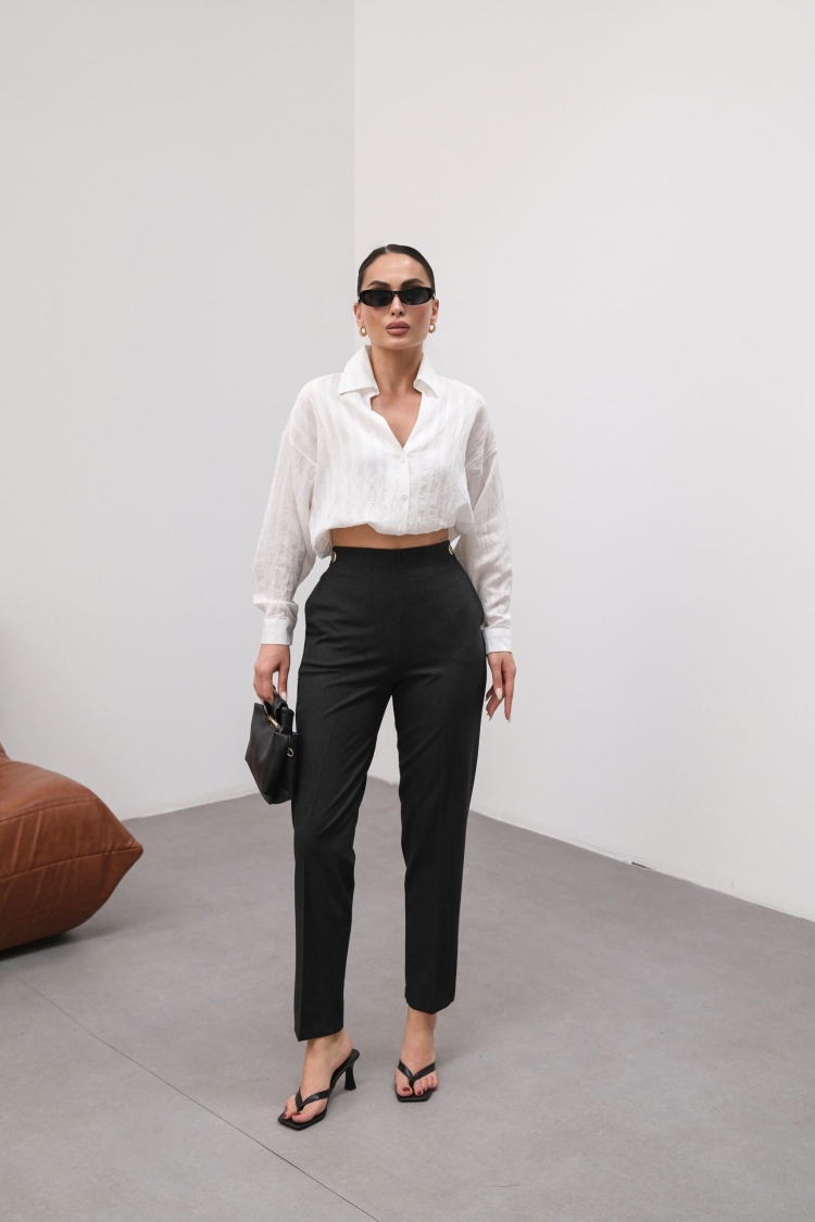 Decorative Buttoned Back Waist Elastic Pants - Brand: Ouz Fashion - Women & Kids, Baby Clothes Wholesale - TheBS Women