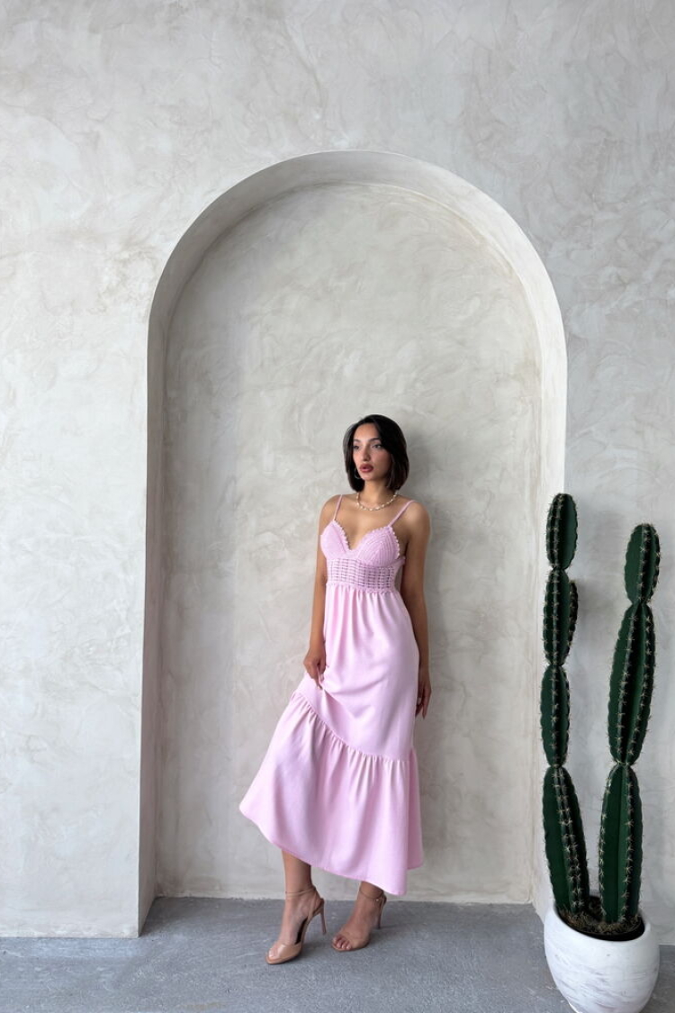 Linen Strap V-Neck Halter Dress - Producer: Topshow - Wholesale Women Clothes - TheBS Women