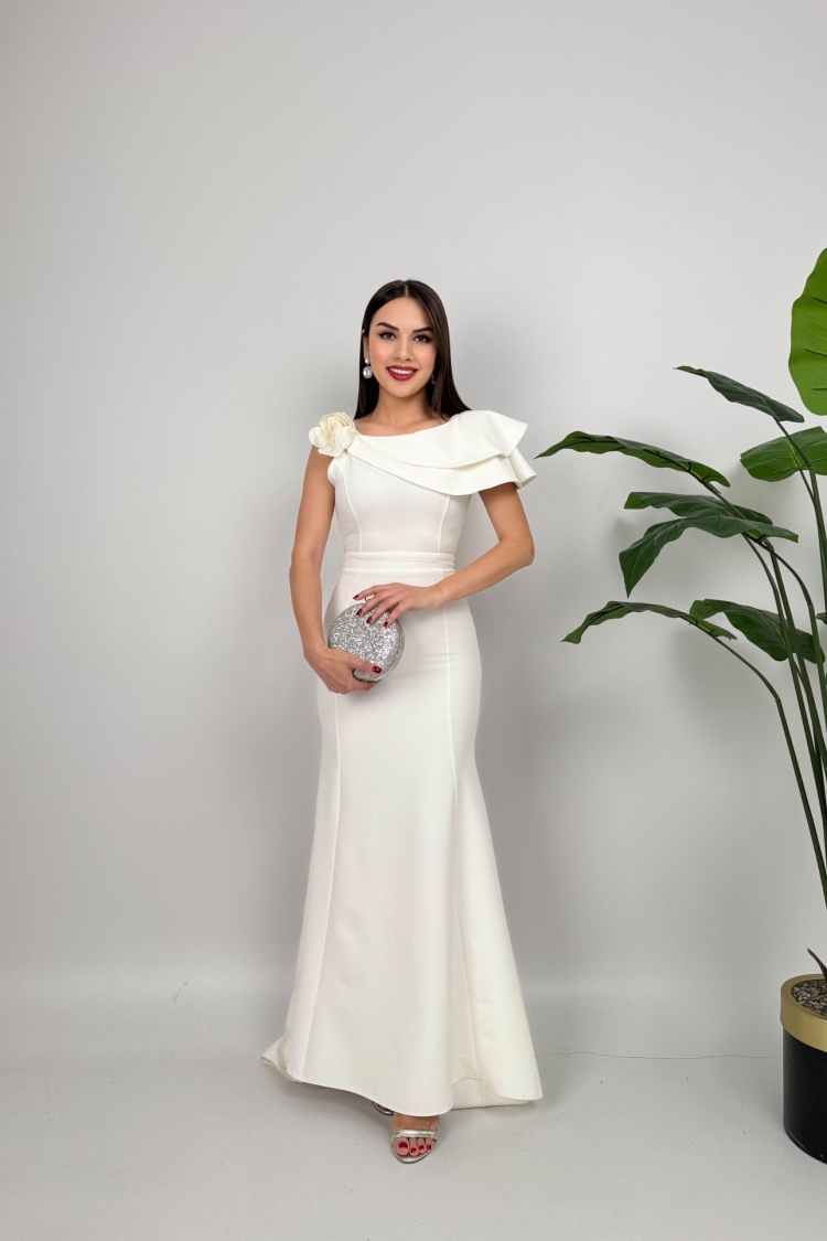 Shoulder Ruffle Rose Dress - Brand: Miss Janell - Women & Kids, Baby Clothes Wholesale - TheBS Women