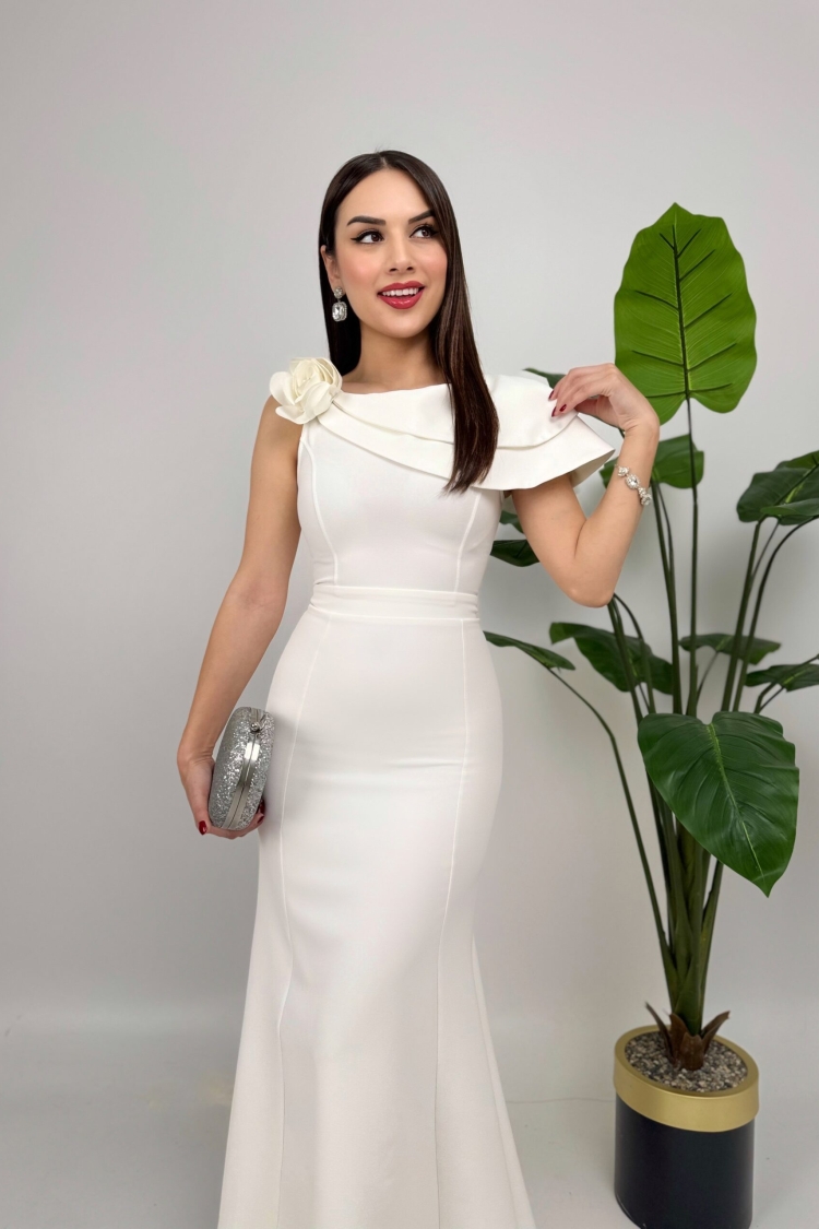 Shoulder Ruffle Rose Dress - Brand: Miss Janell - Women & Kids, Baby Clothes Wholesale - TheBS Women