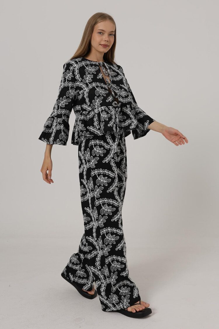 Embroidered Oversize Pants - Producer: Reyon - Wholesale Women Clothes - TheBS Women