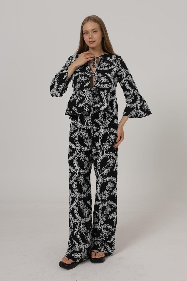 Embroidered Oversize Pants - Producer: Reyon - Wholesale Women Clothes - TheBS Women