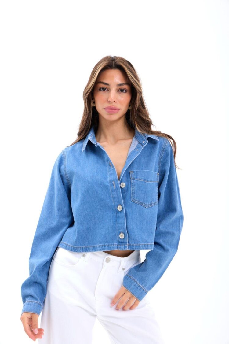 Denim Shirt - Blue - Producer: Fame - Wholesale Women Clothes - TheBS Women