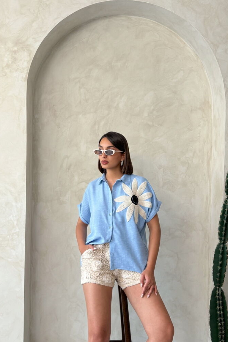 Floral Detailed Shirt - Producer: Topshow - Wholesale Women Clothes - TheBS Women