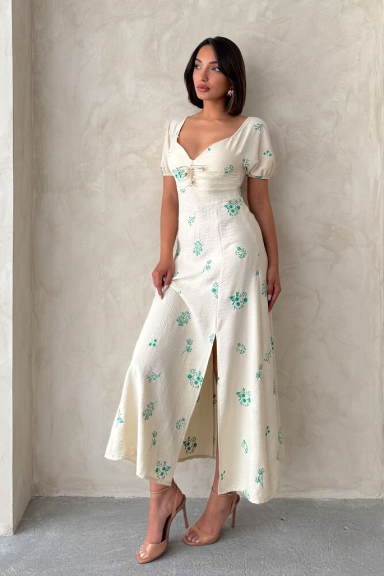 Embroidered Linen Dress - Peanut - Brand: Topshow - Women & Kids, Baby Clothes Wholesale - TheBS Women