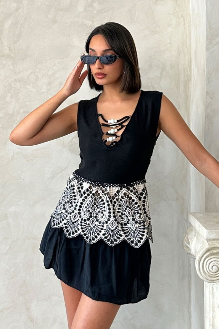 Embroidered Sleeveless Blouse -Stone - Producer: Topshow - Wholesale Women Clothes - TheBS Women