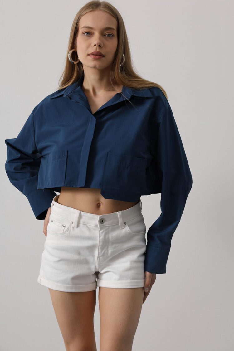 Short Size Double Pocket Shirt - Producer: Reyon - Wholesale Women Clothes - TheBS Women