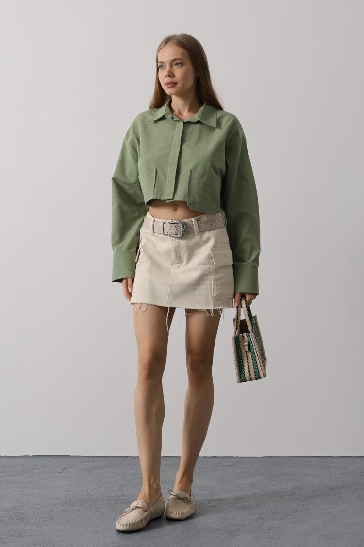 Short Size Double Pocket Shirt - Producer: Reyon - Wholesale Women Clothes - TheBS Women