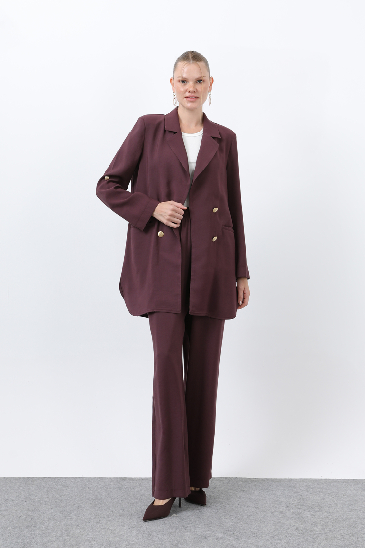 Women's Button Detailed Pants Blazer Jacket Suit - Brand: Puane - Women & Kids, Baby Clothes Wholesale - TheBS Women