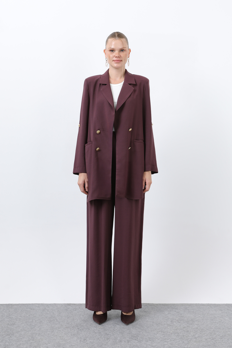 Women's Button Detailed Pants Blazer Jacket Suit - Brand: Puane - Women & Kids, Baby Clothes Wholesale - TheBS Women