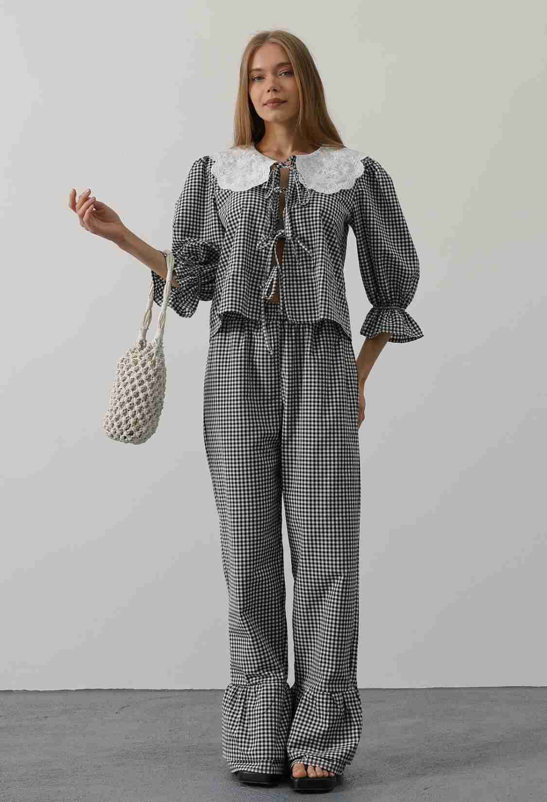 Lace Collar Square Pattern Suit - Brand: Reyon - Women & Kids, Baby Clothes Wholesale - TheBS Women