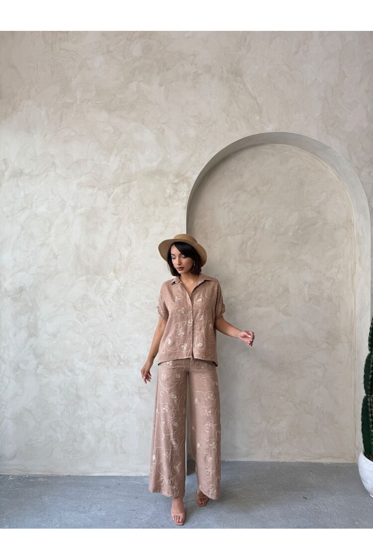 Embroidered Shirt - Light Brown Dsn2 - Brand: Topshow - Women & Kids, Baby Clothes Wholesale - TheBS Women