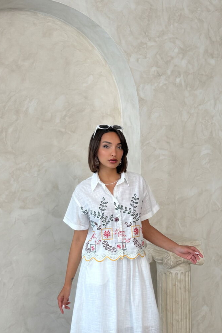 Embroidered Shirt - Yellow Dsn2 - Producer: Topshow - Wholesale Women Clothes - TheBS Women
