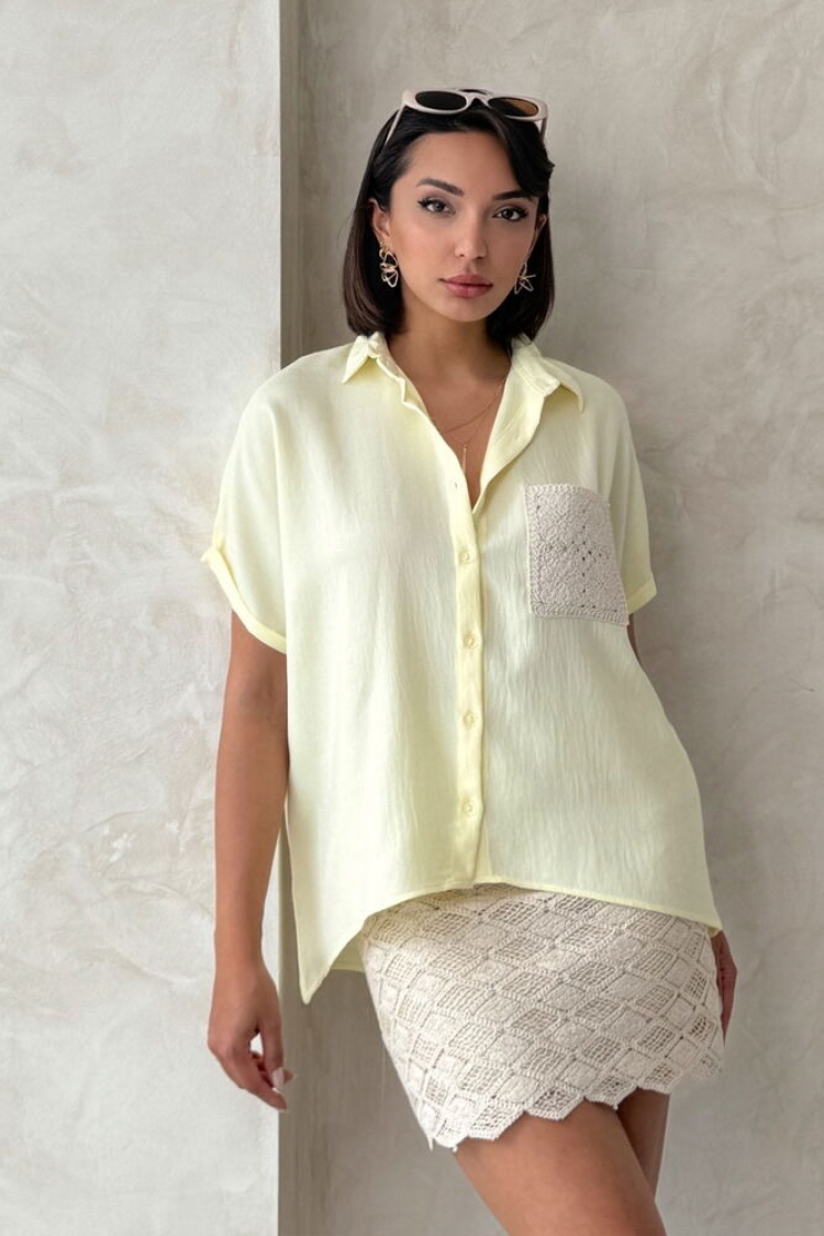 D2360 Linen Shirt With Applique Pockets - Brand: Topshow - Women & Kids, Baby Clothes Wholesale - TheBS Women