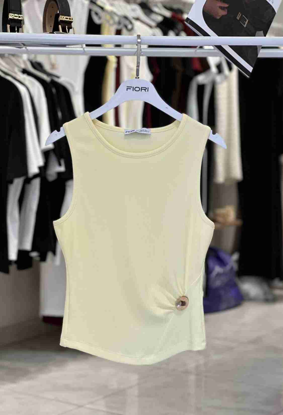 Beige Slim Fit Cap Sleeve Blouse - Brand: Fiori - Women & Kids, Baby Clothes Wholesale - TheBS Women