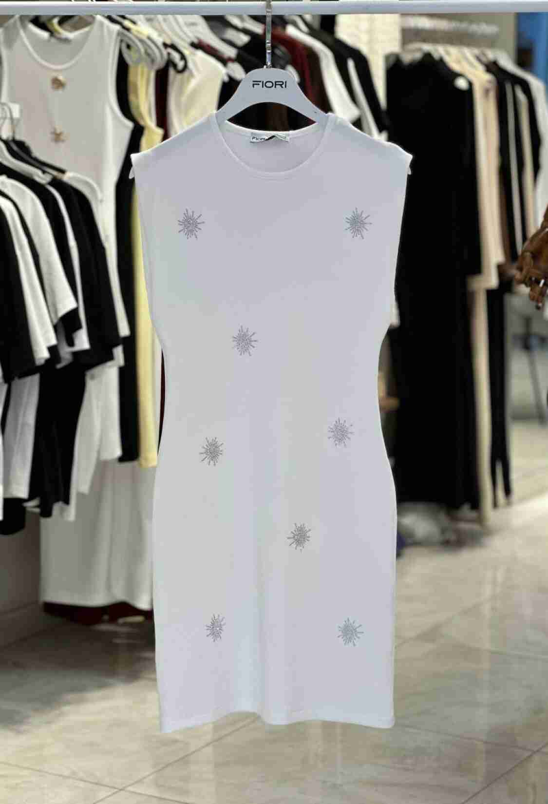 White Bodycon Mini Dress With Sequined Detail - Brand: Fiori - Women & Kids, Baby Clothes Wholesale - TheBS Women