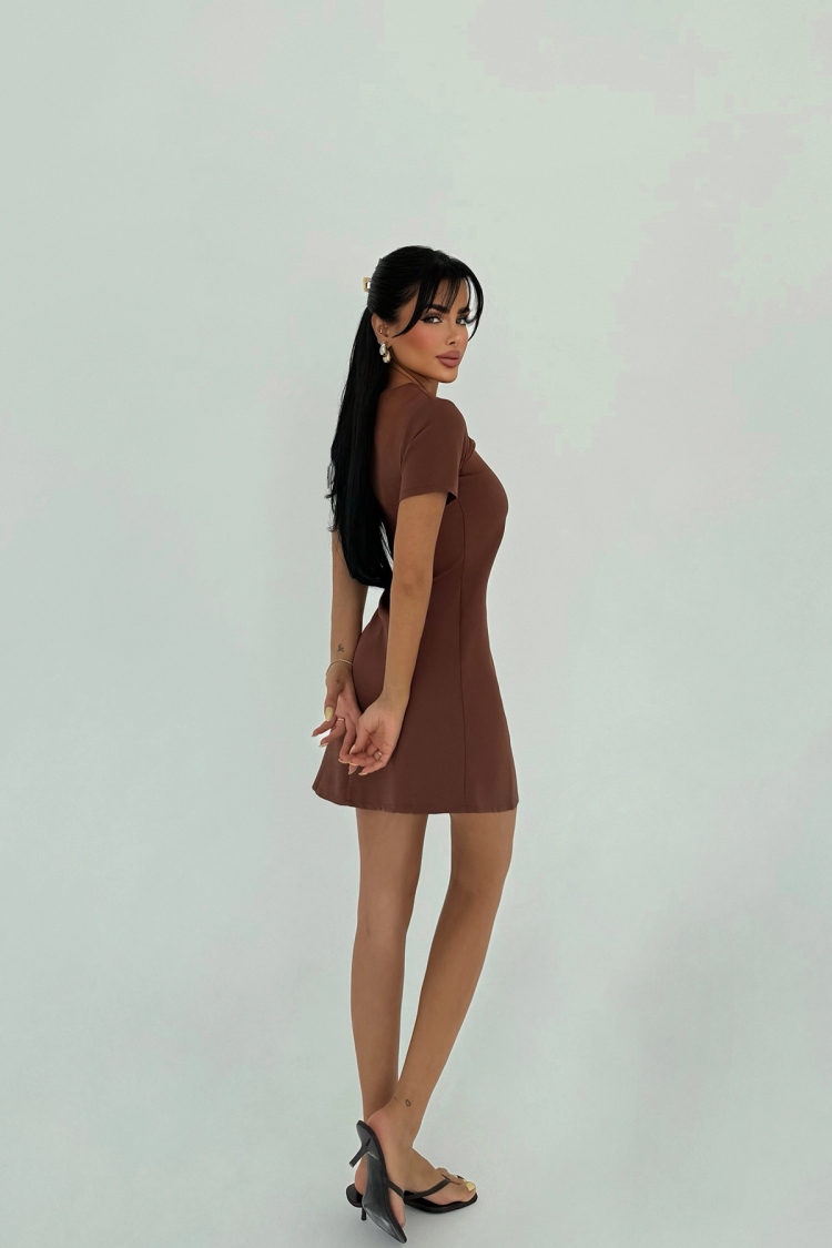 Elegant A-Line Mini Dress With Short Sleeves - Producer: EYYO ATELIER - Wholesale Women Clothes - TheBS Women