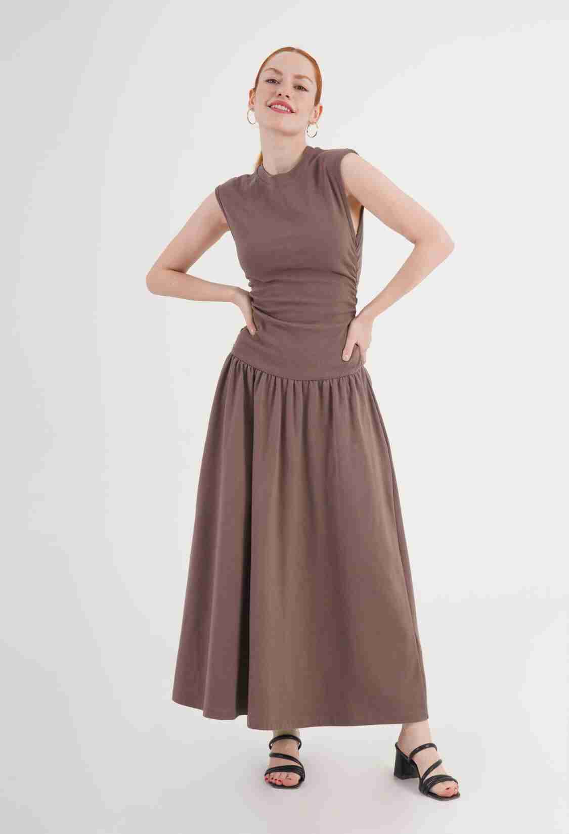 Brown Fit And Flare Maxi Dress - Brand: Lustrin - Women & Kids, Baby Clothes Wholesale - TheBS Women