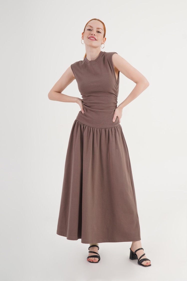 Brown Fit And Flare Maxi Dress - Brand: Lustrin - Women & Kids, Baby Clothes Wholesale - TheBS Women