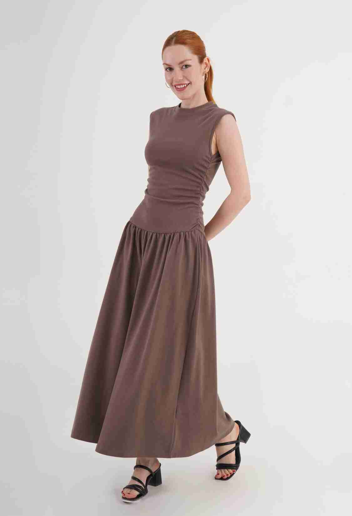 Brown Fit And Flare Maxi Dress - Brand: Lustrin - Women & Kids, Baby Clothes Wholesale - TheBS Women