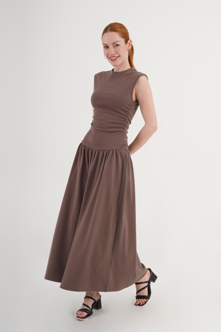 Brown Fit And Flare Maxi Dress - Brand: Lustrin - Women & Kids, Baby Clothes Wholesale - TheBS Women
