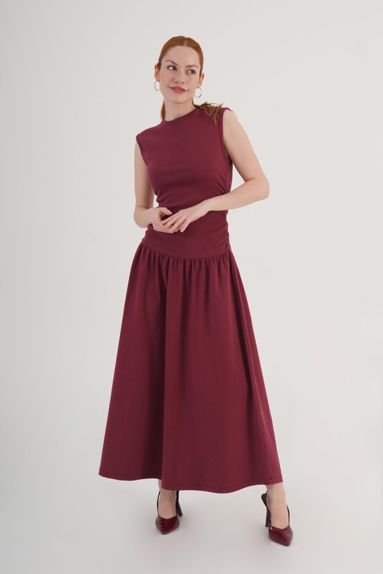 Claret Red Fit And Flare Dress - Brand: Lustrin - Women & Kids, Baby Clothes Wholesale - TheBS Women
