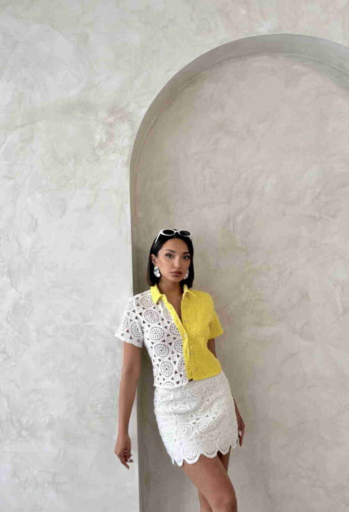 White Slim Fit Polo Neck Crop Shirt - Brand: Topshow - Women & Kids, Baby Clothes Wholesale - TheBS Women