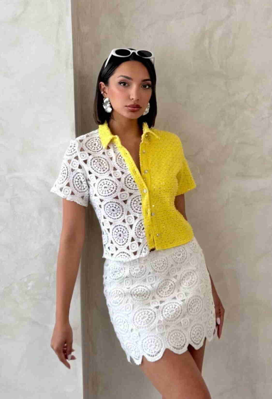 White Slim Fit Polo Neck Crop Shirt - Brand: Topshow - Women & Kids, Baby Clothes Wholesale - TheBS Women
