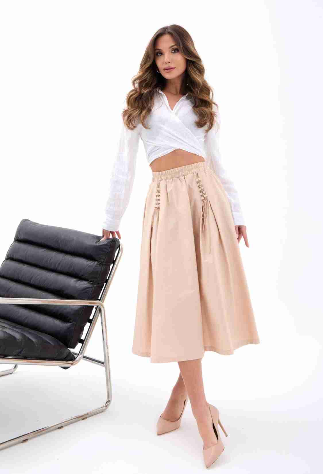 Flared High Waist Midi Skirt - Brand: Fame - Women & Kids, Baby Clothes Wholesale - TheBS Women