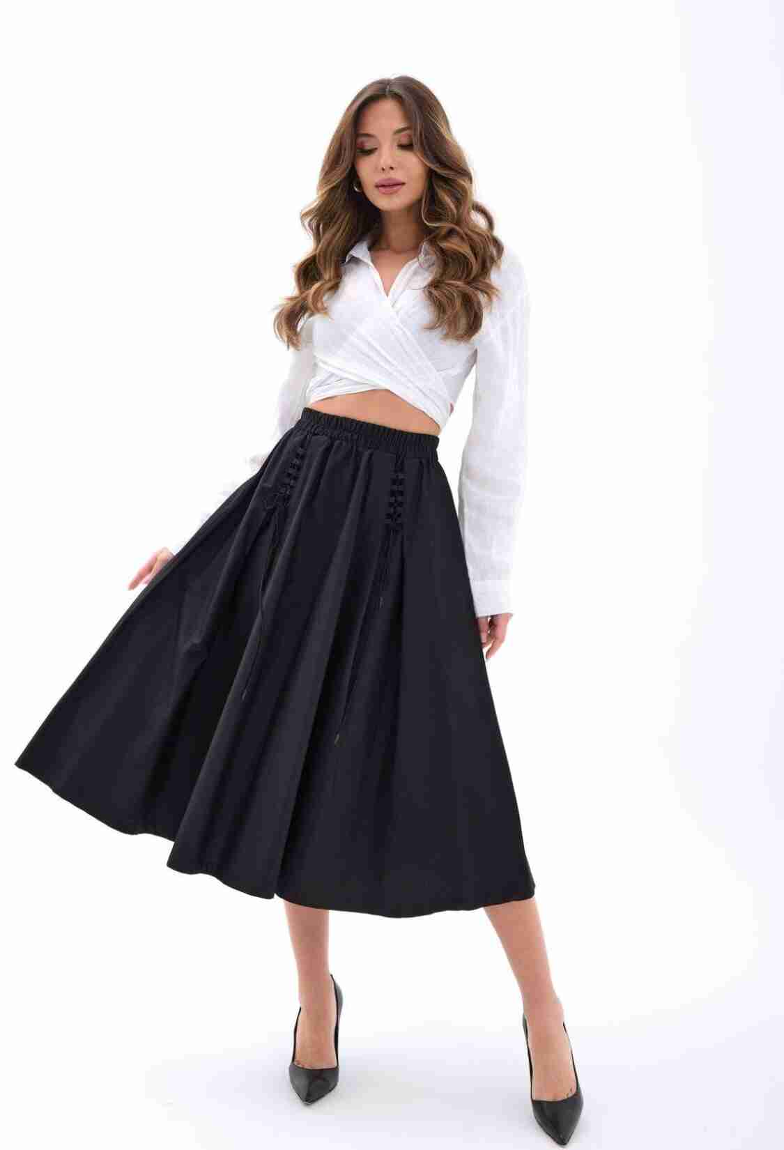 Elegant Casual Midi Flared High Waist Skirt - Brand: Fame - Women & Kids, Baby Clothes Wholesale - TheBS Women