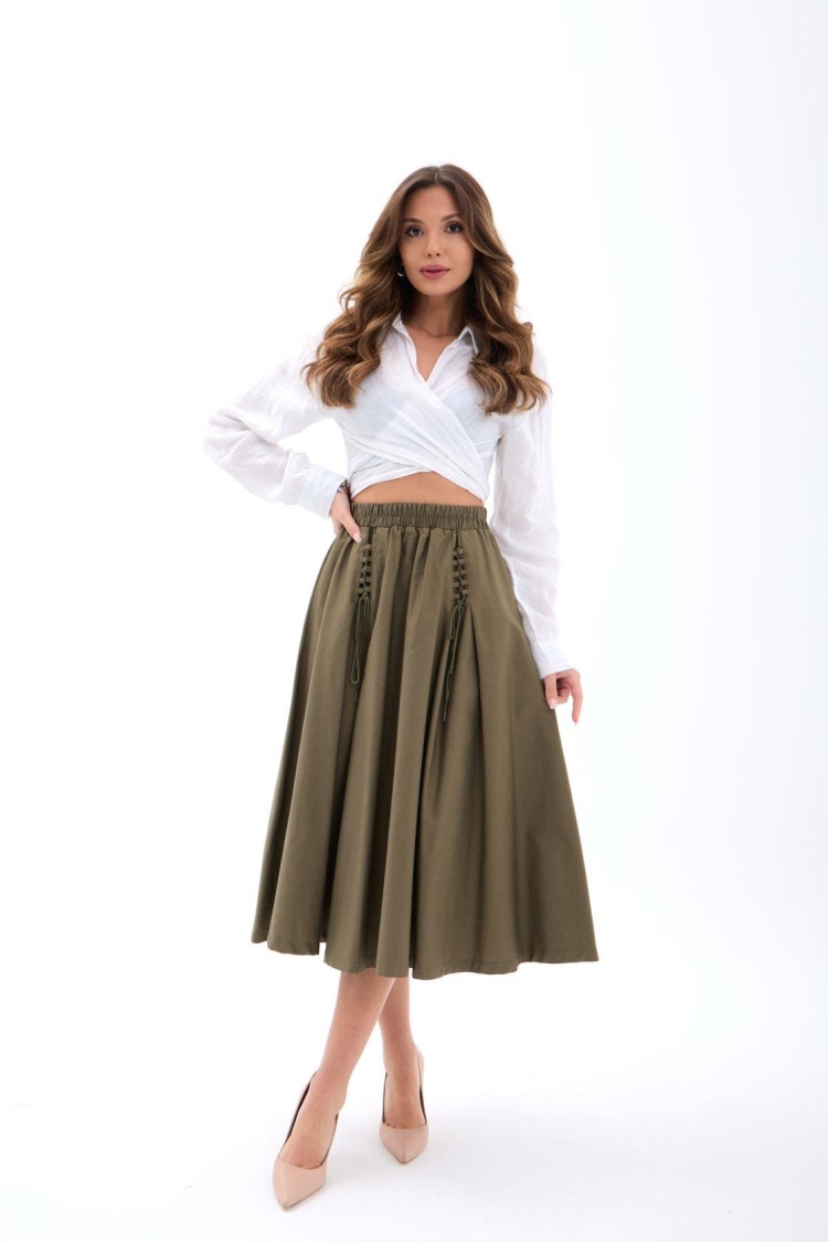 High Waist Flared Midi Skirt - Brand: Fame - Women & Kids, Baby Clothes Wholesale - TheBS Women