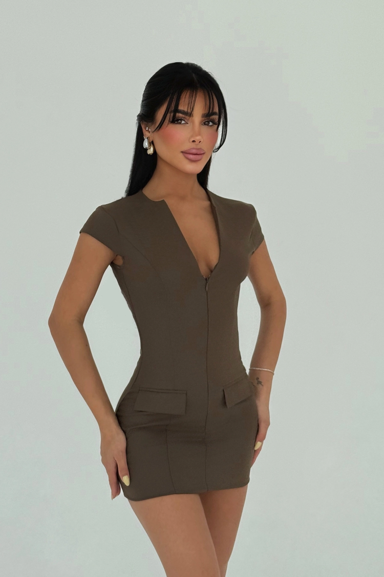 Sexy Bodycon V-Neck Mini Dress - Producer: EYYO ATELIER - Wholesale Women Clothes - TheBS Women