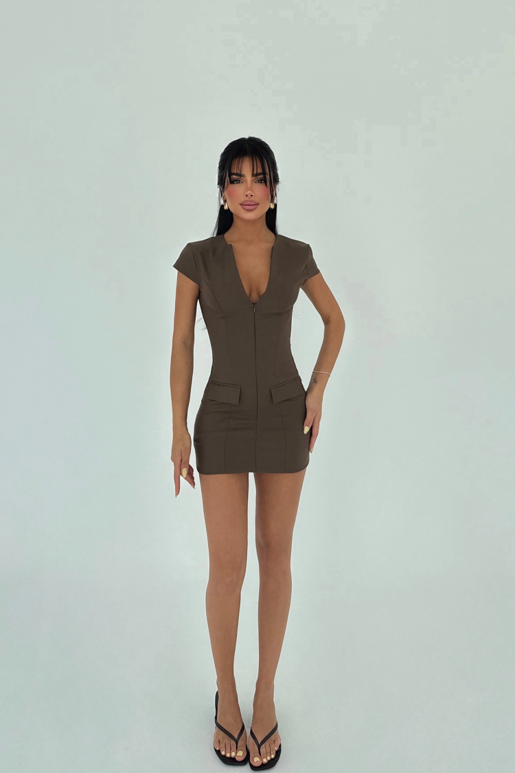 Sexy Bodycon V-Neck Mini Dress - Producer: EYYO ATELIER - Wholesale Women Clothes - TheBS Women