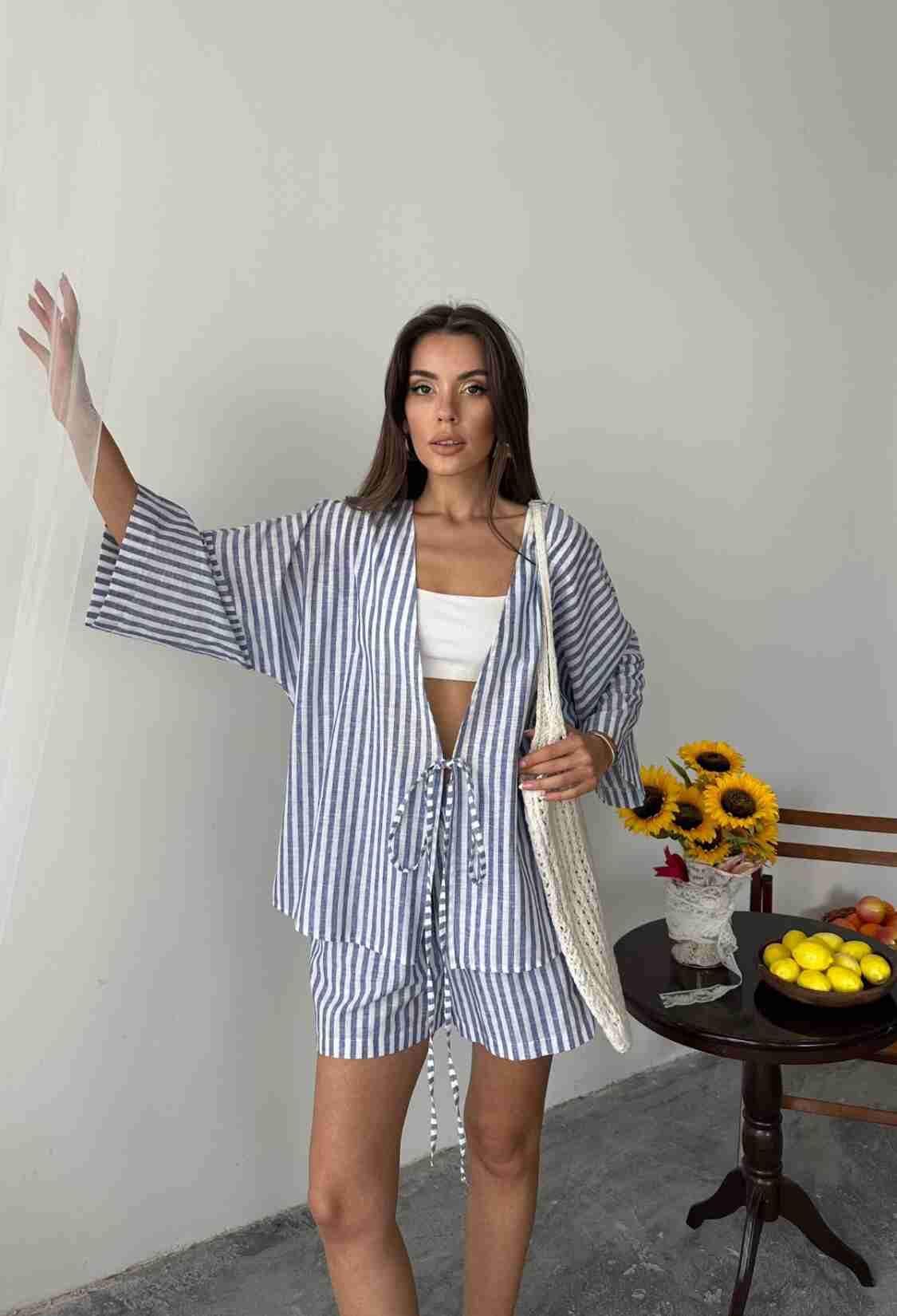 Blue Casual Striped Bermuda Set - Brand: Ello - Women & Kids, Baby Clothes Wholesale - TheBS Women