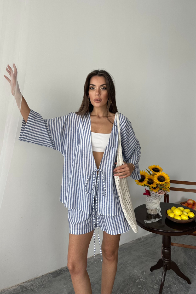Blue Casual Striped Bermuda Set - Brand: Ello - Women & Kids, Baby Clothes Wholesale - TheBS Women